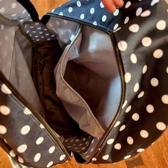 Eastsport - Lightweight Daypack / Backpack - Navy Blue, Black, & White Polka Dot - Picture 6 of 11